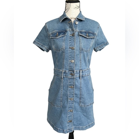 Peace Love Eco By Rewash Button Up Mi I Denim Dress size Medium - Picture 1 of 12